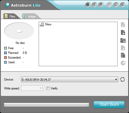 Astroburn Lite 1.1: безкоштовна програма для запису дисків