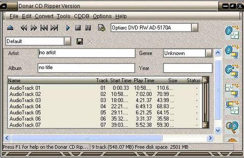 Donar CD Ripper 2.9: безкоштовний аудіоріппер