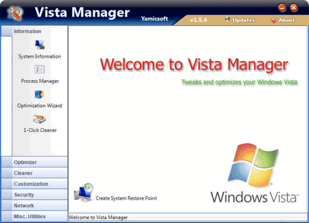 Vista Manager — оптимізатор Windows Vista